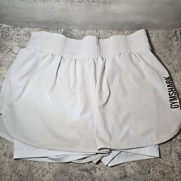 Gymshark Womens Size Medium Running 2 in 1  Shorts Silhouette Grey Baggy - Picture 1 of 4
